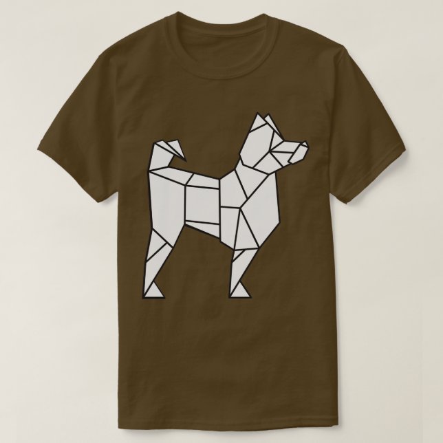 Camiseta Origami Rouco Cachorro Japonês arte em papel (Frente do Design)