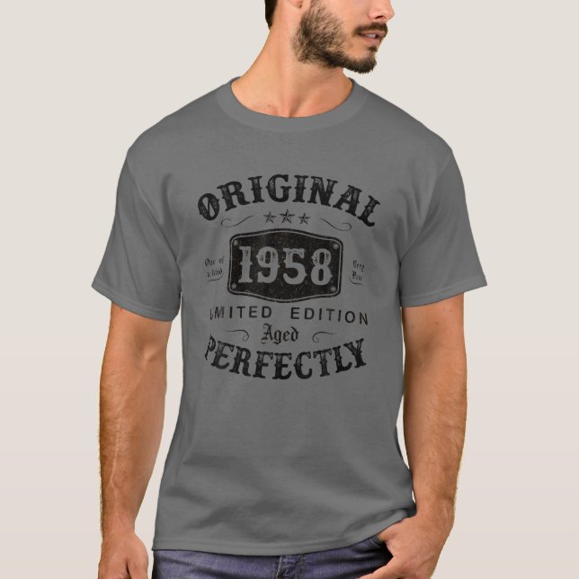 Camiseta Original 1958 65 Anos 65 Anos Aniversário De 65 An (Frente)