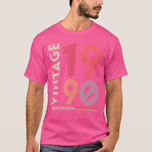 Camiseta Original 1990 Antigo Vintage Retro Aniversário fr