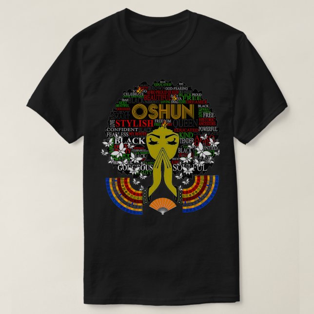 Camiseta Orisha Oshun Deusa da Divindade, Feminilidade E (Frente do Design)