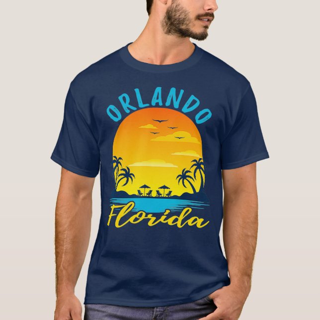 Camiseta Orlando Florida Sunset Beach Palm Trees Ocean (Frente)