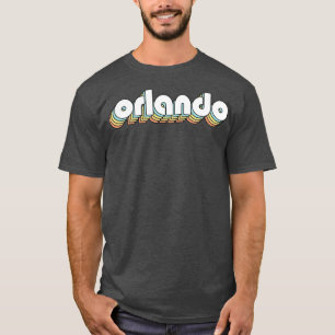 Camiseta Orlando Retro Rainbow Tipografia Estilo Esmaecido