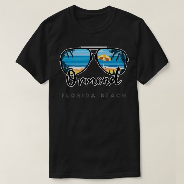 Camiseta Ormond Beach Flórida Palm Tree Sunglass Souvenir (Frente do Design)