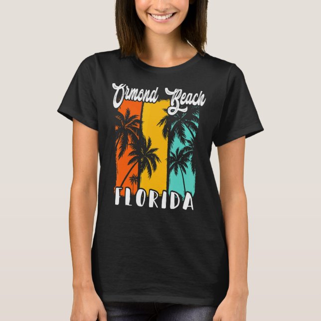 Camiseta Ormond Beach Palm Trees Beach Florida Retro Vacati (Frente)