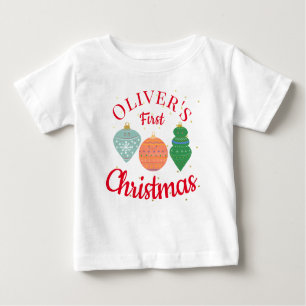 Camiseta Ornaço Kawaii Cute Personalizado Primeiro Natal