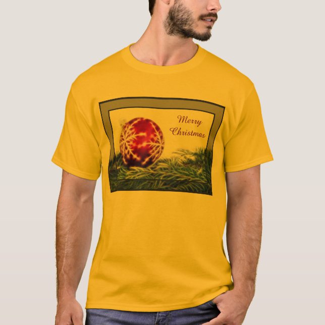 Camiseta Ornament e Fir Fractal - Feliz Natal (Frente)