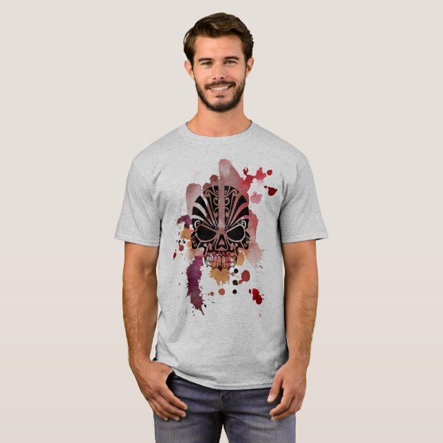 Camiseta Ornamentado Crânio ~ Watercolor Splatters (Frente Completa)