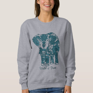 Camiseta Ornamentado de arte de elefante selvagem e livre