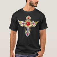 Ornamentado Dourado e Prata Adornada Santa Cruz