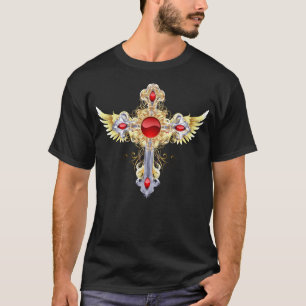 Camiseta Ornamentado Dourado e Prata Adornada Santa Cruz