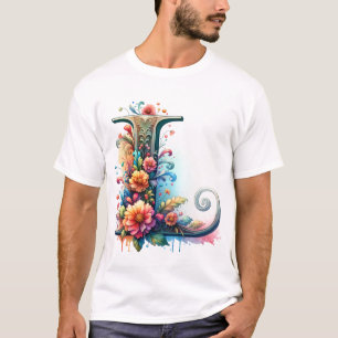 Camiseta Ornamentado Floral "J" Monograma