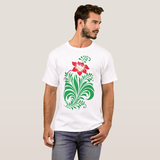 Camiseta Ornamental Floral Flower Design – Elegant (Frente Completa)