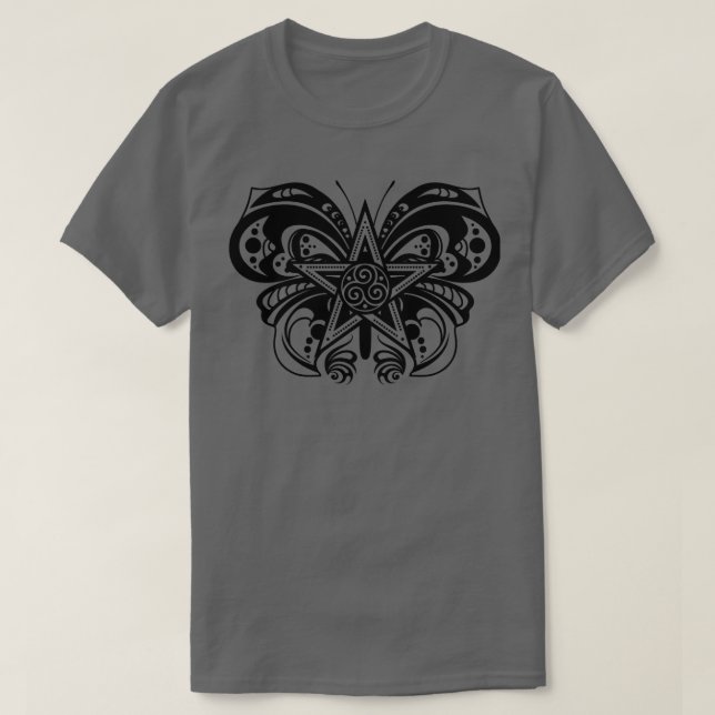 Camiseta Ornamento da Borboleta Pentagram (Frente do Design)
