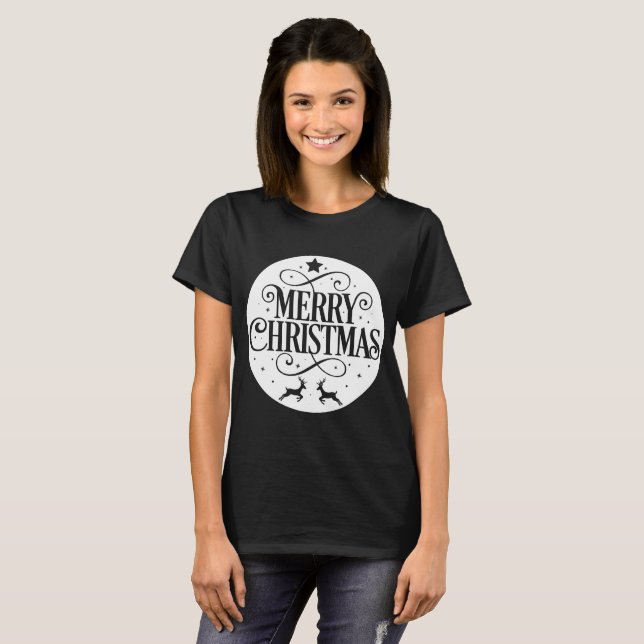 Camiseta Ornamento de Árvore Feliz de Natal (Frente Completa)
