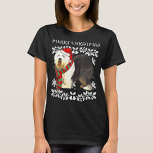 Camiseta Ornamento Feliz de Natal Velho Xmas de Sheepdog In