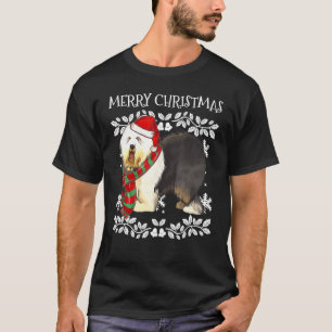 Camiseta Ornamento Feliz de Natal Velho Xmas de Sheepdog In