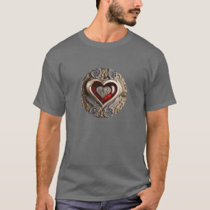 Camiseta Ornamento misterioso com coração vermelho