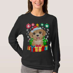 Camiseta Ornamentos de Árvore de Natal Xmas Cachorro Bonito
