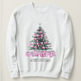 Camiseta Ornamentos de Glam Rosa Árvore de Natal e presente