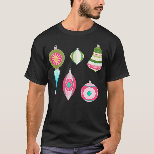 Camiseta Ornamentos de natais vintages (Frente)