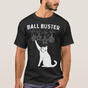 Camiseta Ornamentos de Natal do Cat Ball Buster Xmas Engraç