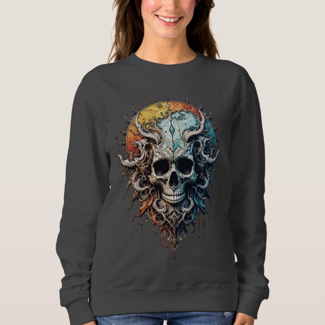 Camiseta Ornate Cosmic Skull Gothic Baroque Mandala  (Frente)
