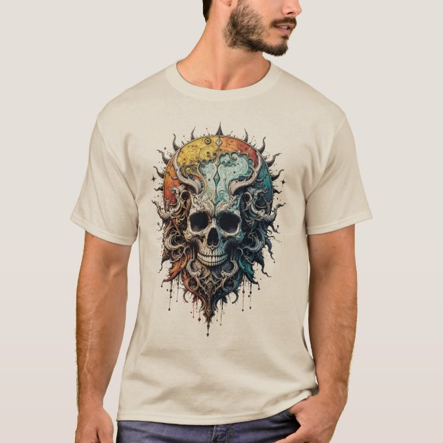 Camiseta Ornate Cosmic Skull Gothic Baroque Mandala  (Frente)
