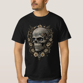 Camiseta Ornate Floral Skull Victorian Gothic Art Nouveau 