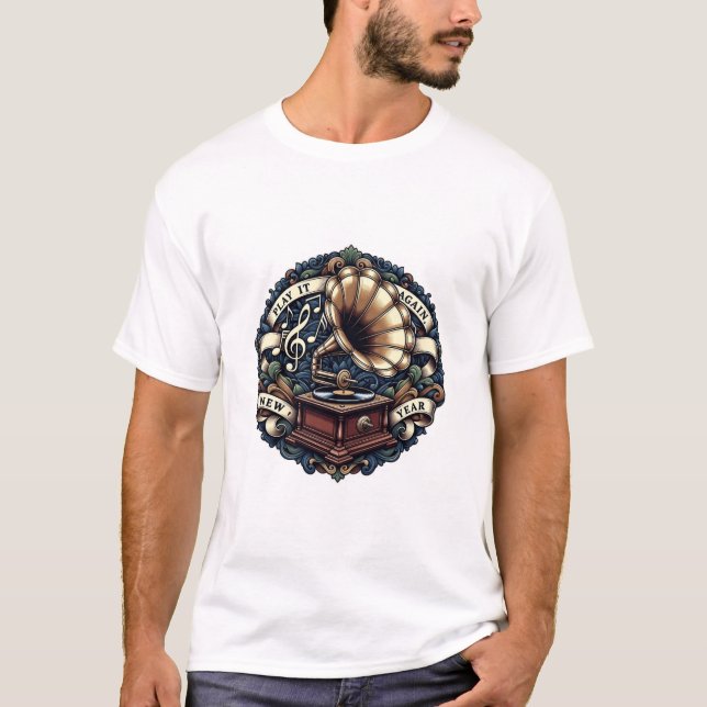 Camiseta Ornate Phonograph T-Shirt, Premium Vintage (Frente)