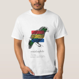 Camiseta Ornithophile: Esboço do papagaio com blocos da co