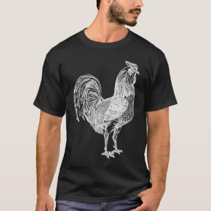 Camiseta Ornitologia de Ave de Galinha Branca de Rooster