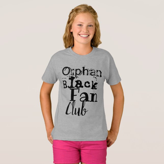 Camiseta Orphan Black Fan Club, fontes mistas (Frente Completa)