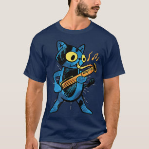 Camiseta Orquestra Musical Funny Bassonista Cat Jogando Bas