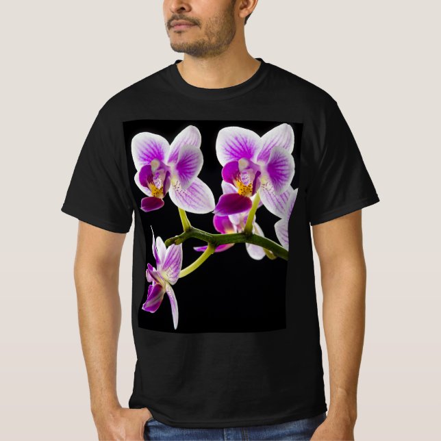 Camiseta Orquídea branca e roxa (Frente)