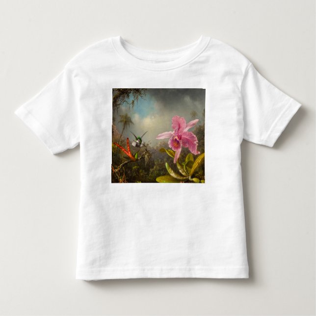 Camiseta Orquídea com dois beija-flores (Frente)