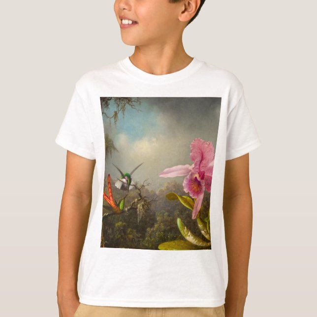 Camiseta Orquídea com dois beija-flores (Frente)