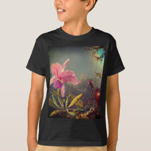 Camiseta Orquídea de Cattleya e três beija-flores
