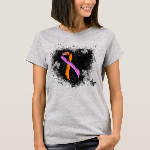 Camiseta Orquídea e coração alaranjado do Grunge da fita