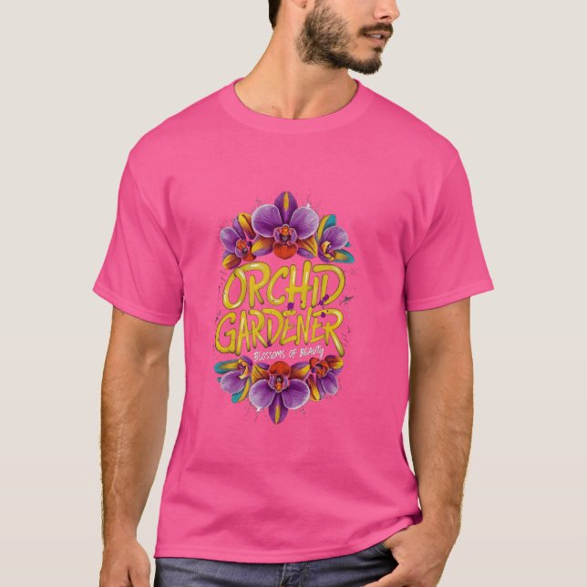 Camiseta Orquídea Flores Gráfico de Belo Jardineiro (Frente)