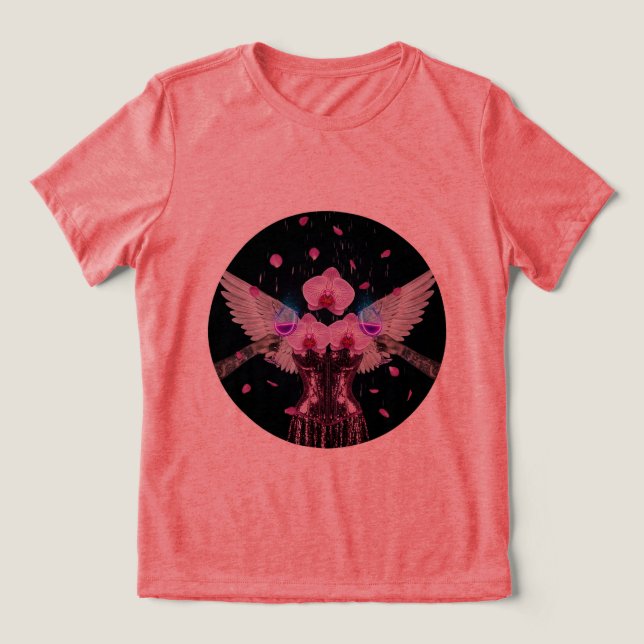 Camiseta Orquídea Glam Wings Tee 💜 🥂 (Design frontal)