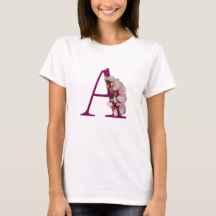 Camiseta Orquídea Monograma Inicial Elegante A