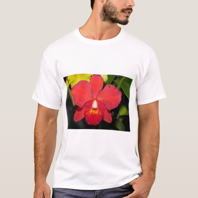 Camiseta Orquídea Vermelha Exótica (Frente)