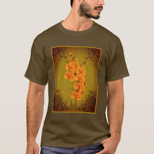 Camiseta Orquídeas ouros Arte Floral