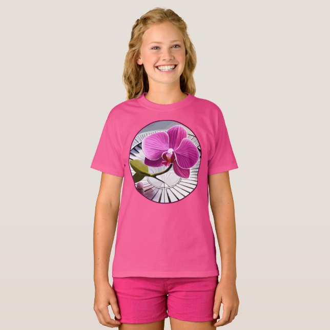 Camiseta Orquídeas Rosa Expectativas em Prata (Frente Completa)