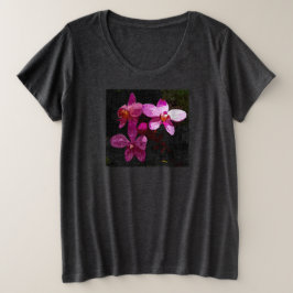 Camiseta Orquídeas Roxas, de tamanho mais feminino