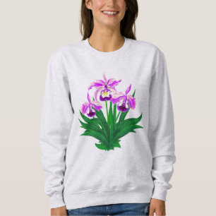 Camiseta Orquídeas Selvagens - Orquídeas Roxas Leves e Folh