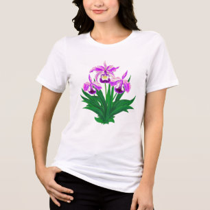Camiseta Orquídeas Selvagens - Orquídeas Roxas Leves e Folh