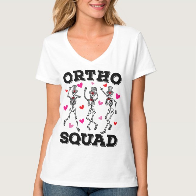 Camiseta Orthad Squad Dancing Skeleton Namorados Mulheres V (Frente)