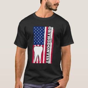 Camiseta Ortodontista EUA Bandeira Americana Dentista Ortod
