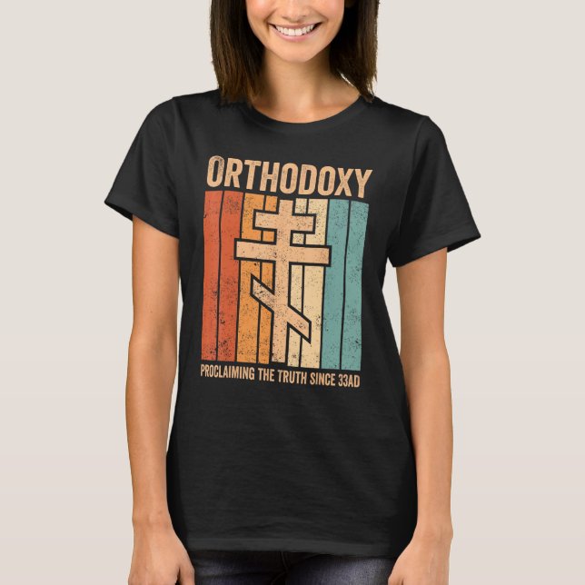 Camiseta Ortodoxia Ortodoxa Engraçada Proclamando a Verdade (Frente)